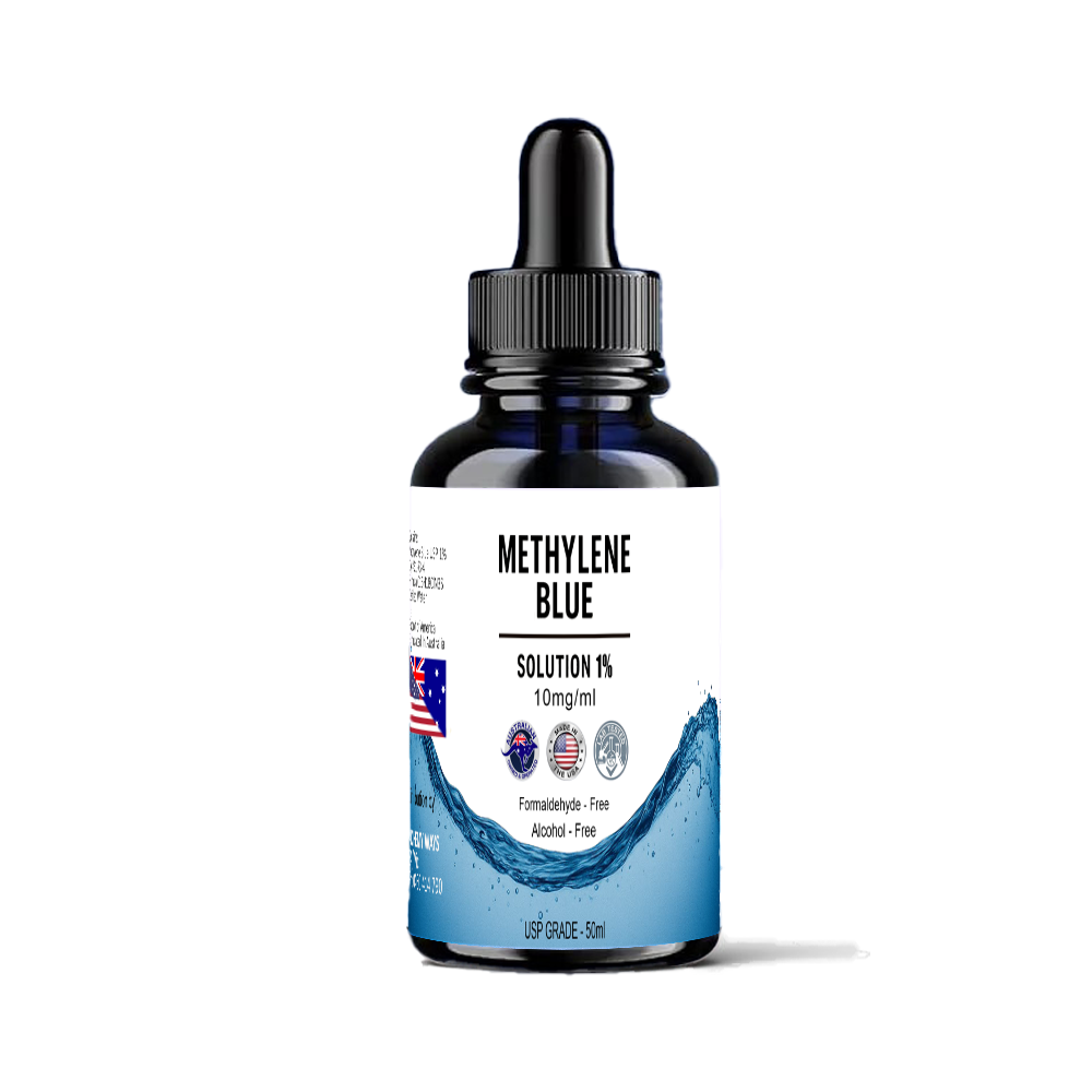 Methylene Blue | USP Grade 1% Solution | 50ml/500mg | Highest Purity Available