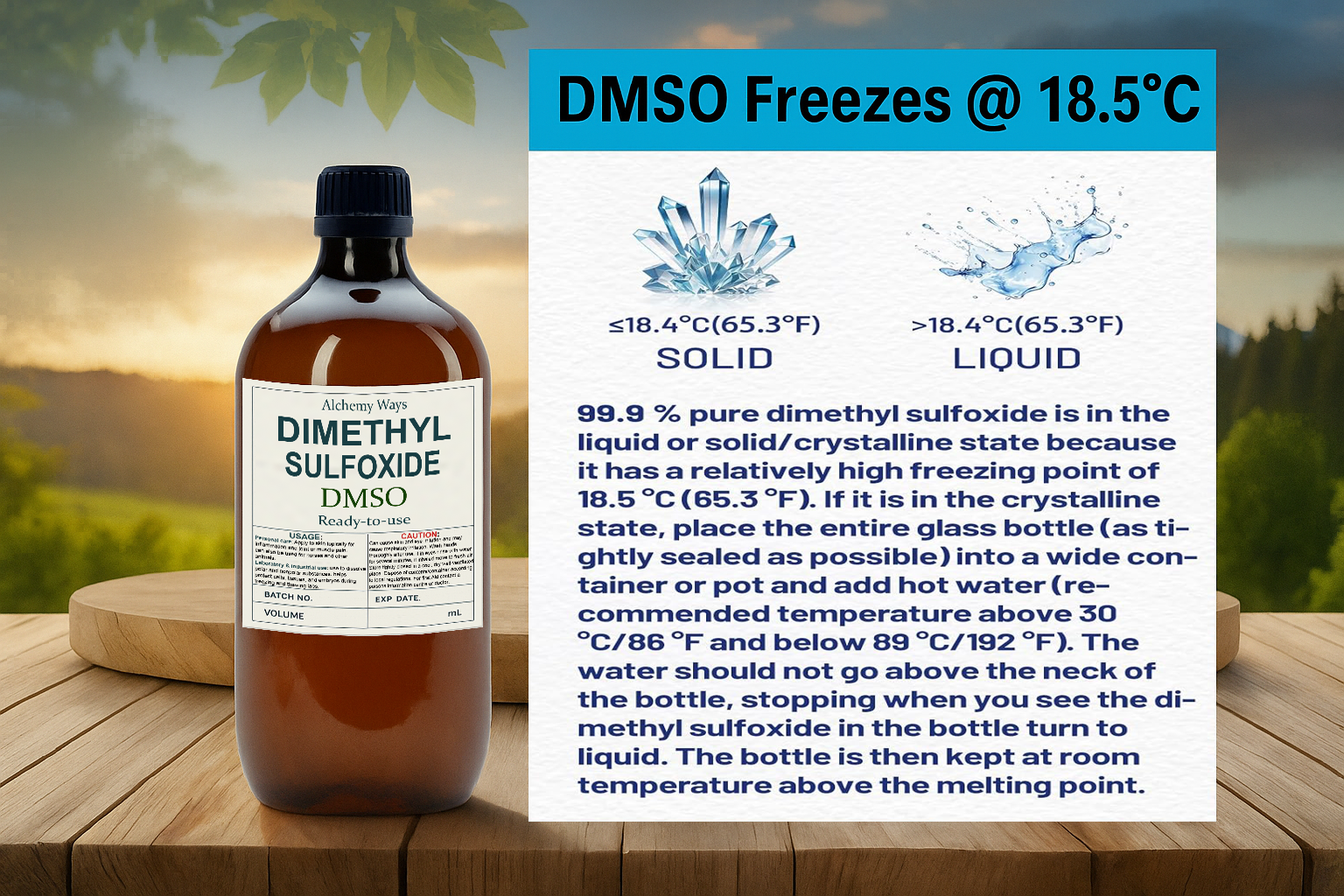 DMSO Undiluted Dimethyl Sulfoxide 99.9% Pharmaceutical Grade Solvent Bulk size