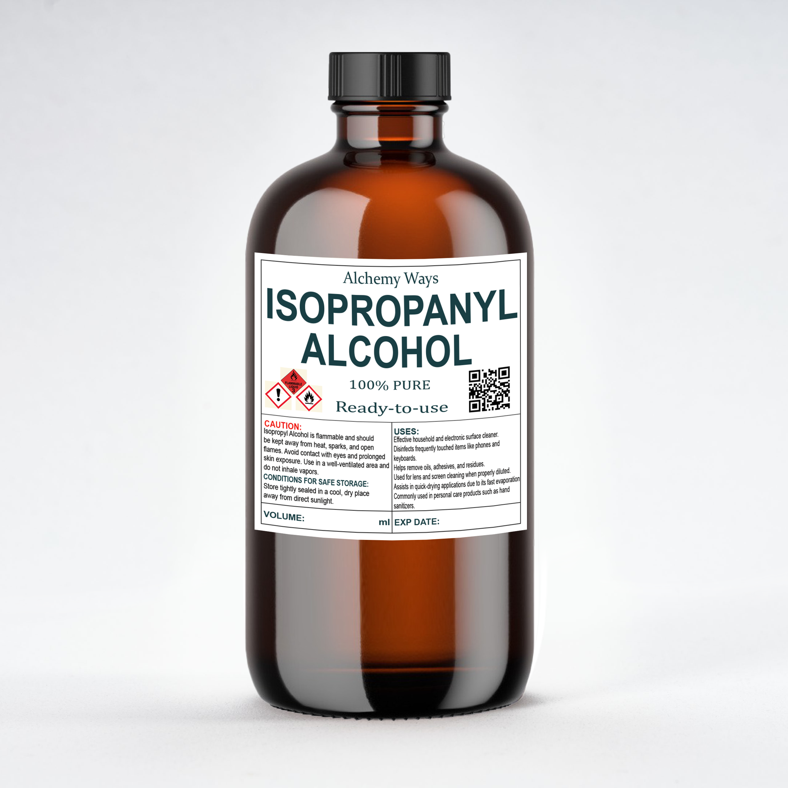 IPA Isopropanyl Alcohol 100% 1000ml Amber Glass